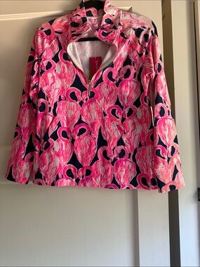 Lilly Pulitzer Hot Pink & Navy Printed Pullover Jacket
